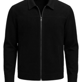 Zwarte Suède Jas voor Mannen – Moderne Casual Bovenkleding