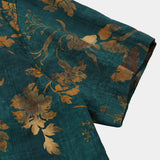 Vintage Katoenen Hawaïaanse Overhemd voor Mannen, Met Knopen, Korte Mouwen, Groen