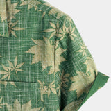 Casual Retro Hawaii Shirt van Katoen voor Mannen met Pocket