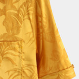 Heren Korte Katoenen Bloemen Overhemd met Knopen, Zomer Jacquard