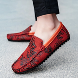 Leren herenloafers met bloemmotief