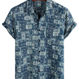 Korte Mouwen Retro Casual Katoenen Overhemd voor Mannen