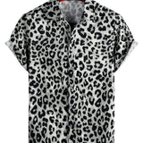 Korte mouw shirt met witte panterprint voor mannen