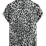 Korte mouw shirt met witte panterprint voor mannen