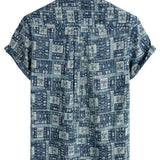 Korte Mouwen Retro Casual Katoenen Overhemd voor Mannen