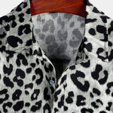 Korte mouw shirt met witte panterprint voor mannen