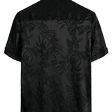 Heren Korte Katoenen Bloemen Overhemd met Knopen, Zomer Jacquard