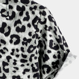 Korte mouw shirt met witte panterprint voor mannen