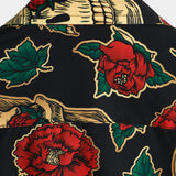 Korte Mouwen Katoenen Shirt met Skull en Rozenpatroon voor Mannen