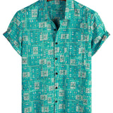 Korte Mouwen Retro Casual Katoenen Overhemd voor Mannen