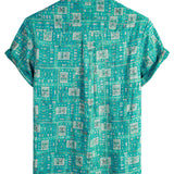 Korte Mouwen Retro Casual Katoenen Overhemd voor Mannen
