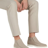 Halfhoge suède herenloafers – grijsbeige