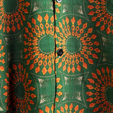 Heren Katoenen Retro Bloemen Overhemd uit de Jaren '70, Groen, voor de Zomer, Strand, Boho, Korte Mouwen