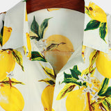 Hawaiiaanse Katoenen Strandshirt met Korte Mouwen met Citroenpatroon voor Mannen
