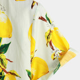 Hawaiiaanse Katoenen Strandshirt met Korte Mouwen met Citroenpatroon voor Mannen