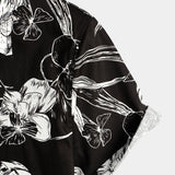 Korte Mouwen Katoenen Overhemd met Bloemenpatroon voor Mannen