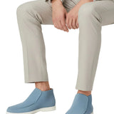 Halfhoge suède herenloafers – lichtblauw