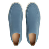 Halfhoge suède herenloafers – lichtblauw
