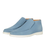 Halfhoge suède herenloafers – lichtblauw