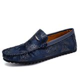 Leren herenloafers met bloemmotief
