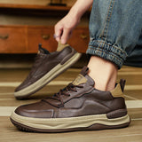 Leren schoenen met hoge zool