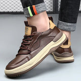 Leren schoenen met hoge zool