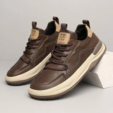 Leren schoenen met hoge zool