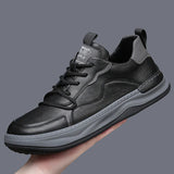 Leren schoenen met hoge zool