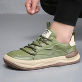 Leren schoenen met hoge zool