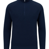 Heren sweater met halve rits en kraag – Koninklijk blauw