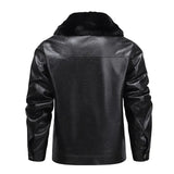Leren jack met fleece