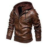 Leren jas met capuchon