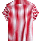 Katoenen Overhemd voor de Zomer met Korte Mouwen voor Mannen, Effen Kleur, met Zak en Knopen
