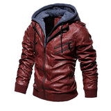 Leren jas met capuchon