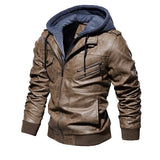Leren jas met capuchon