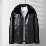 Leren jack met fleece