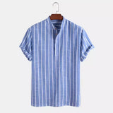 Elegante Korte Mouwen Shirt met Strepen