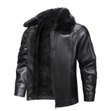 Leren jack met fleece