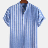 Elegante Korte Mouwen Shirt met Strepen