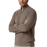 Heren sweater met halve rits en kraag – Taupe Bruin