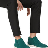 Halfhoge suède herenloafers – blauwgroen