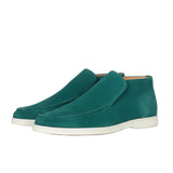 Halfhoge suède herenloafers – blauwgroen