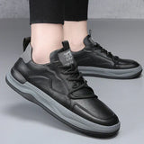 Leren schoenen met hoge zool