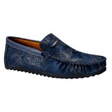 Leren herenloafers met bloemmotief