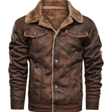 Elegante Warme Fleece Leren Jas
