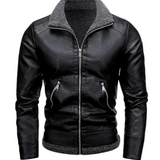 Elegante Leren Jas met Fleece