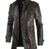 Elegante Lange Leren Motorjas