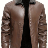 Elegante Leren Jas met Fleece