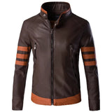 Elegante Gestreepte Leren Jas