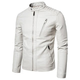 Elegante Leren Jas met Staande Kraag